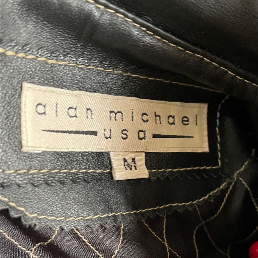 Women's Black Leather Blazer with Contrast Stitching - Picture 2 of 9